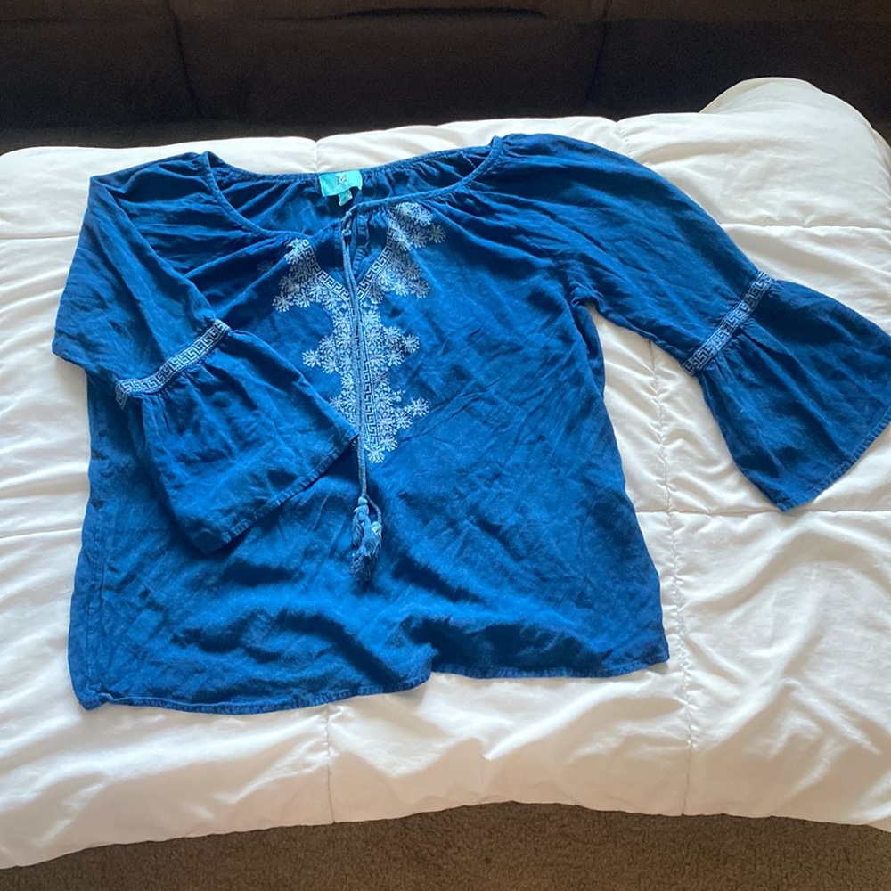 Blue Distressed Summer Blouse